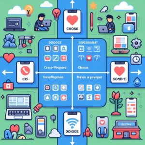 A decision matrix comparing key factors for choosing between cross-platform and native app development