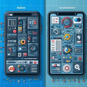  native and cross-platform app interfaces on a smartphone screen